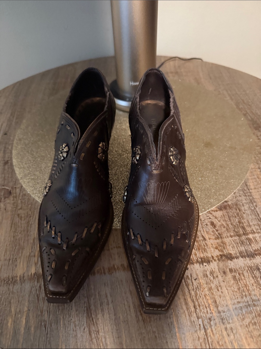 BCBGirls Dark Brown Cutout Pointed Ankle Booties